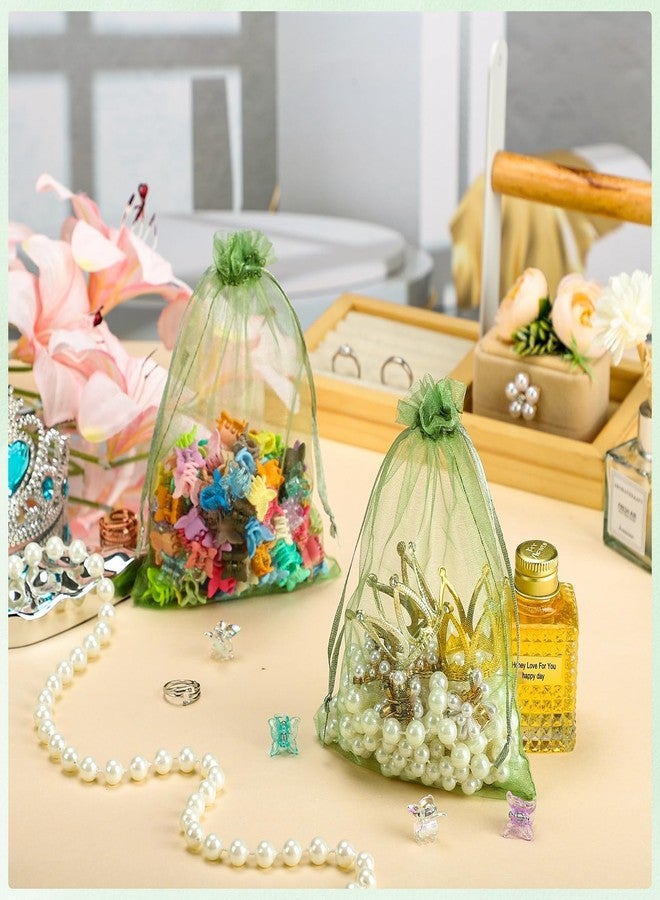 woric 120PCS Sage Green Organza Bags 5 x 7 Inch Mesh Gift Bags with Drawstring Jewelry Bag Candy Bag for Wedding Bridal Shower Baby Shower Birthday Valentine's Day Party Favor - Image 5